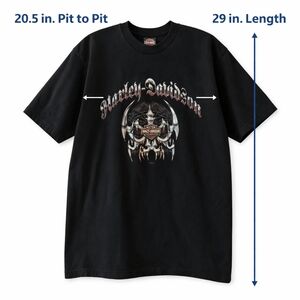 Vintage Y2K Harley-Davidson Black Graphic Skull Tee